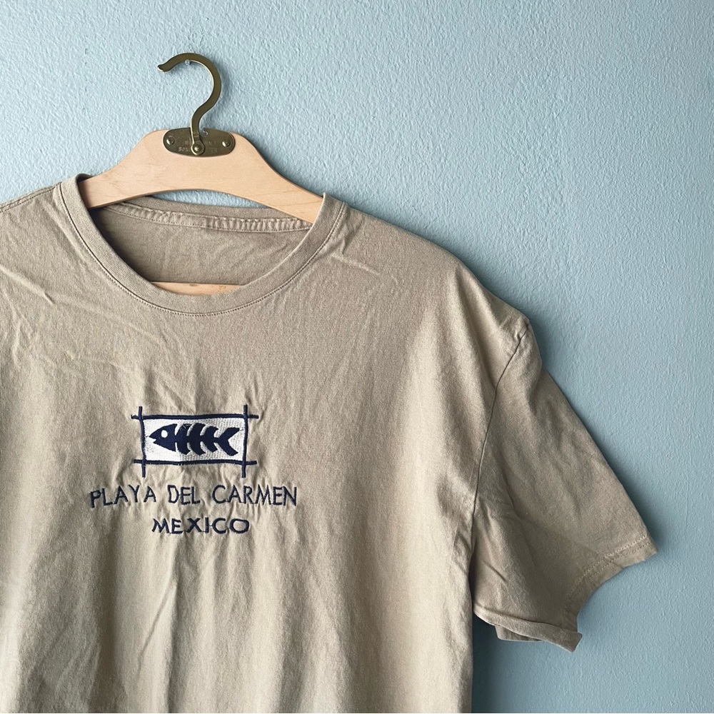 ♦️5/$15♦️ Playa Del Carmen | Mexico Tan Beige Tropical Fish Tee